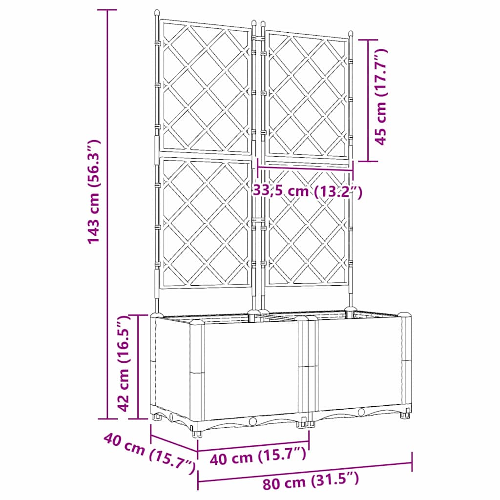 Garden Planter 2 pcs Black 80 x 40 x 143 cm PP