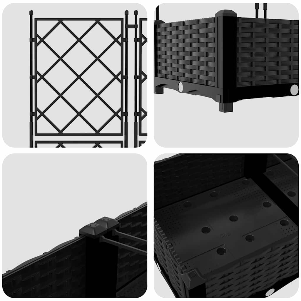 Garden Planter 3 pcs Black 120 x 40 x 125.5 cm PP