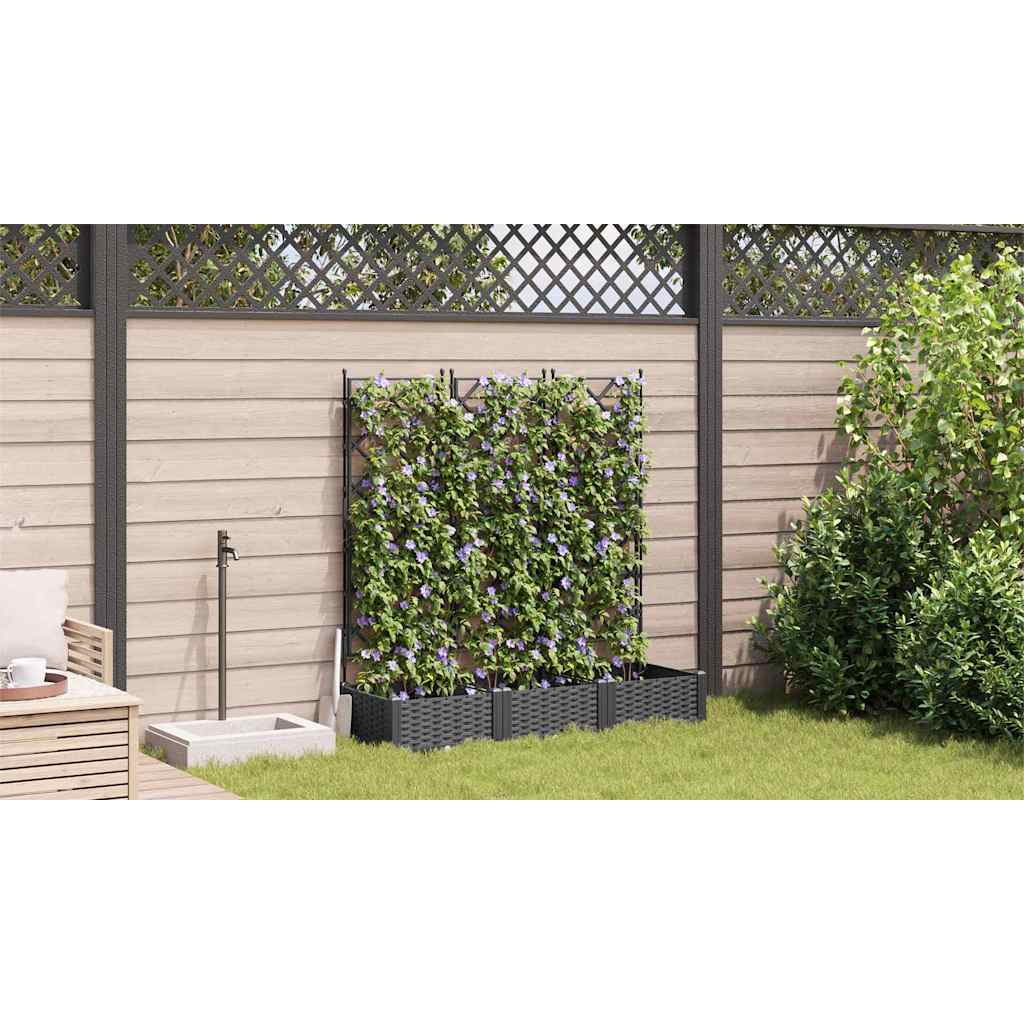 Garden Planter 3 pcs Black 120 x 40 x 125.5 cm PP