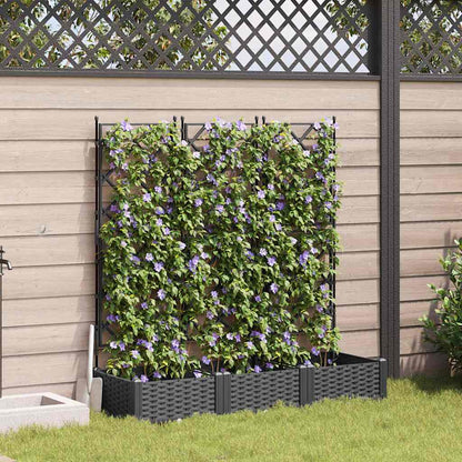 Garden Planter 3 pcs Black 120 x 40 x 125.5 cm PP