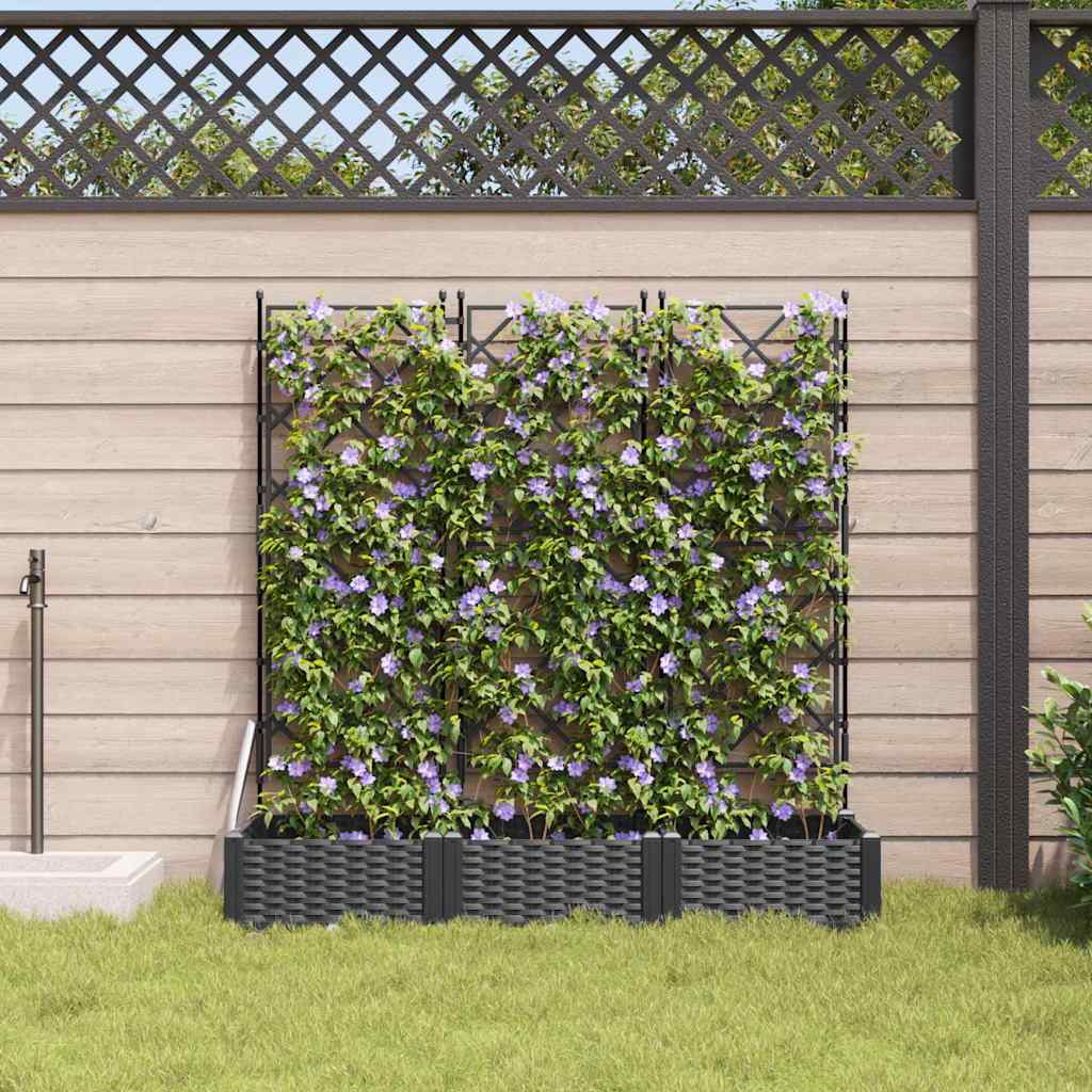 Garden Planter 3 pcs Black 120 x 40 x 125.5 cm PP
