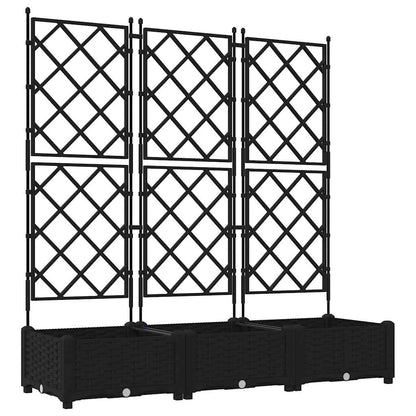 Garden Planter 3 pcs Black 120 x 40 x 125.5 cm PP