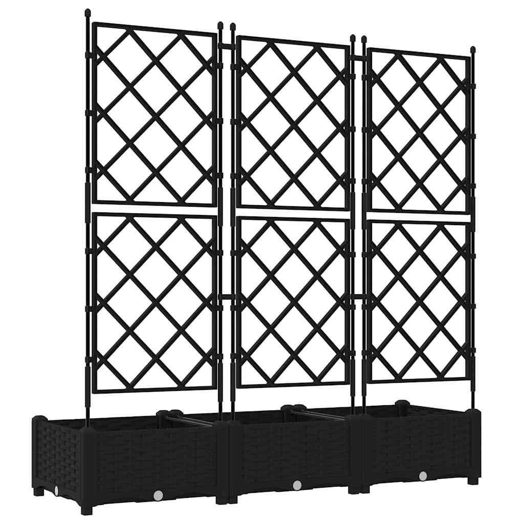 Garden Planter 3 pcs Black 120 x 40 x 125.5 cm PP