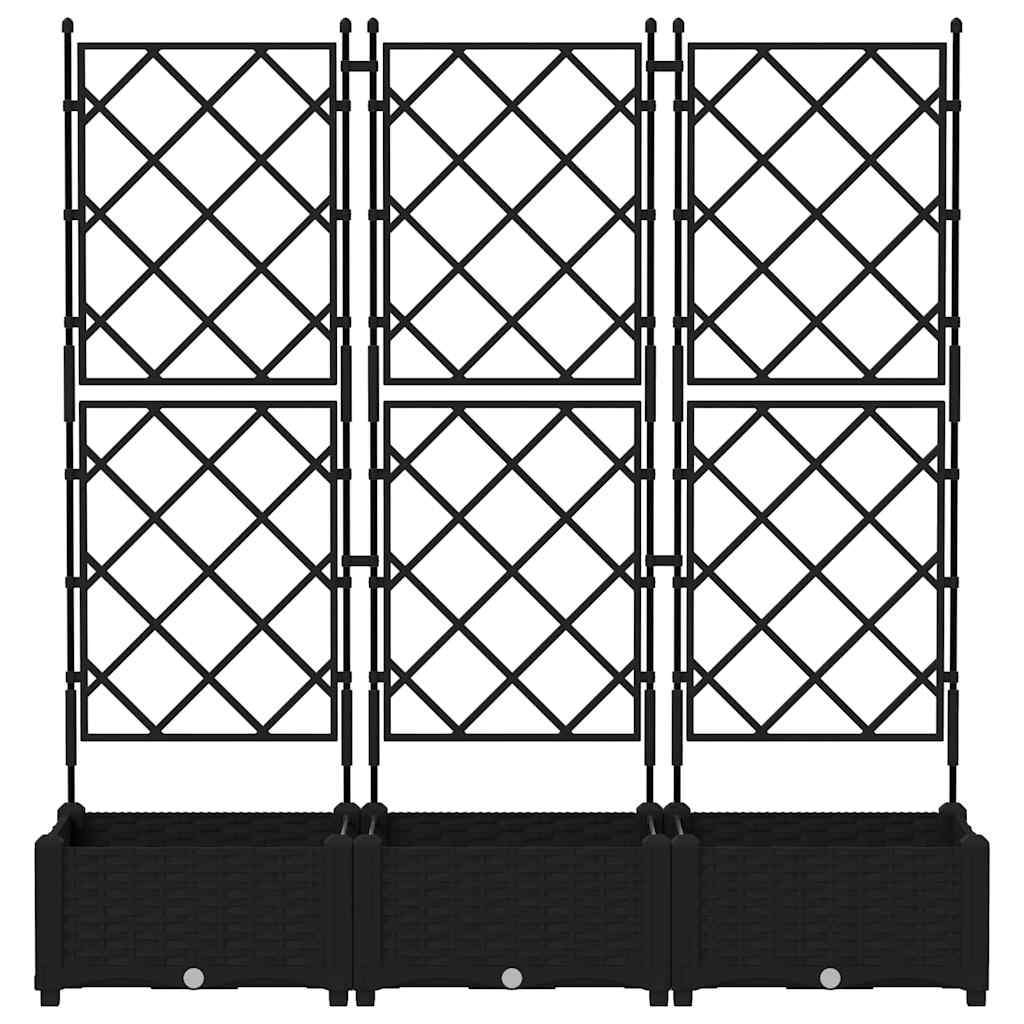 Garden Planter 3 pcs Black 120 x 40 x 125.5 cm PP