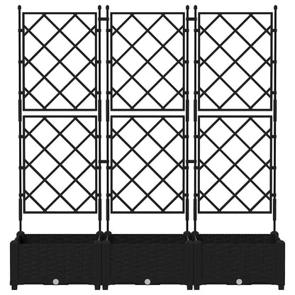 Garden Planter 3 pcs Black 120 x 40 x 125.5 cm PP