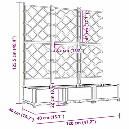 Garden Planter 3 pcs Black 120 x 40 x 125.5 cm PP