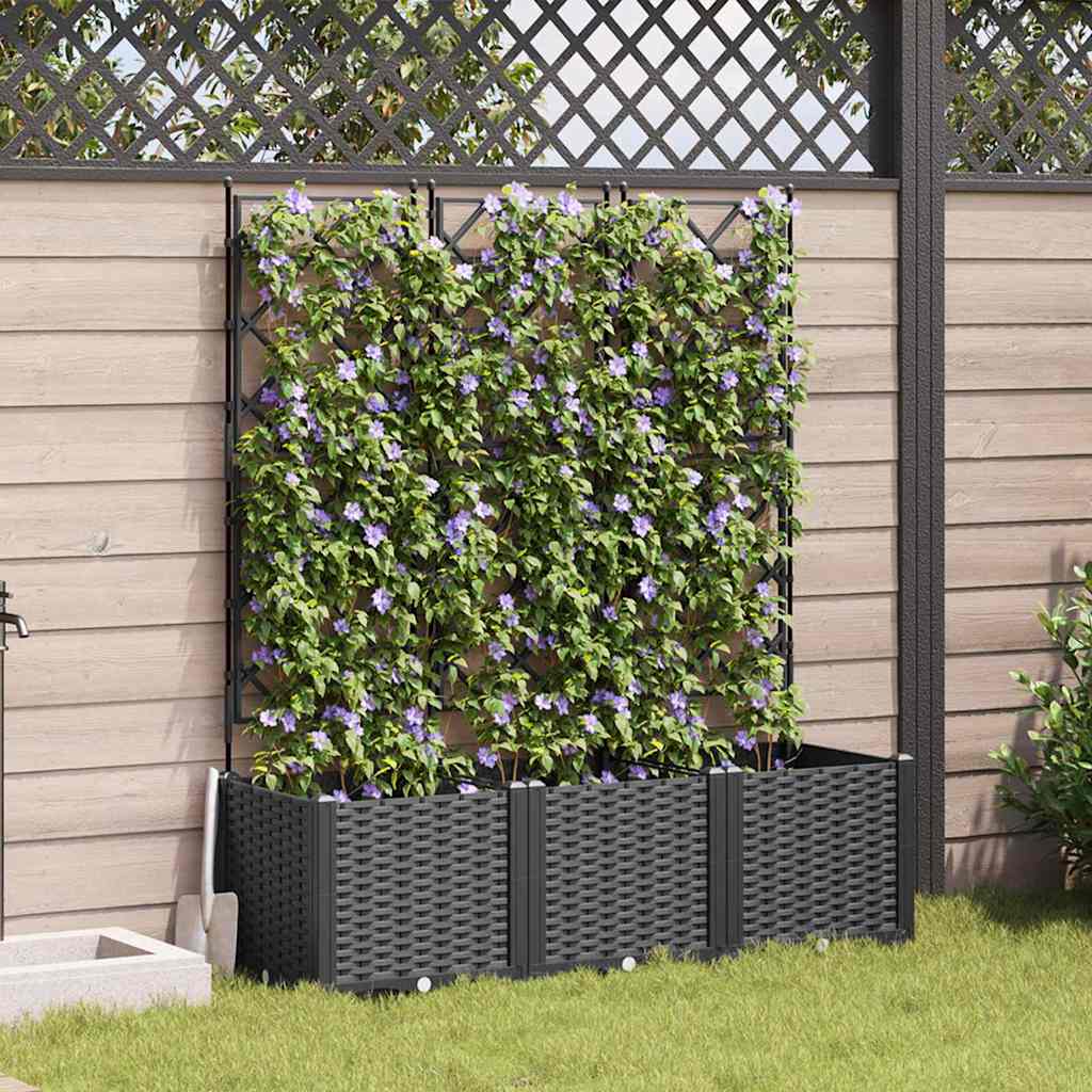 Garden Planter 3 pcs Black 120 x 40 x 143 cm PP