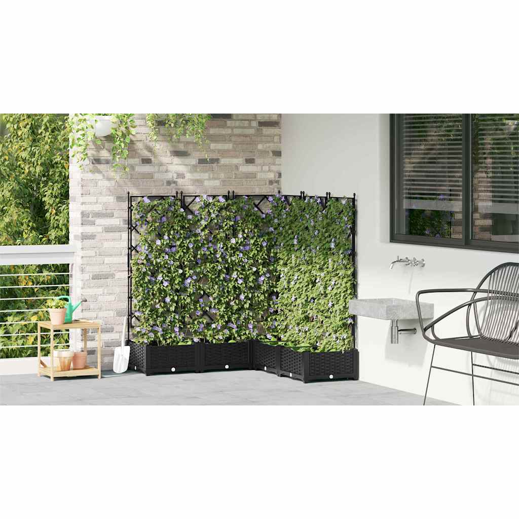 Garden Planter 5 pcs Black 120 x 120 x 125.5 cm PP