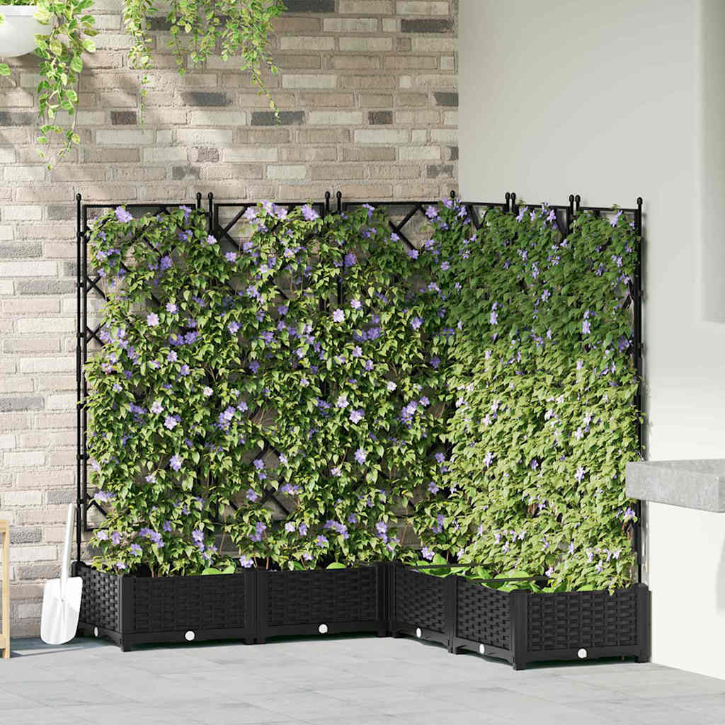 Garden Planter 5 pcs Black 120 x 120 x 125.5 cm PP