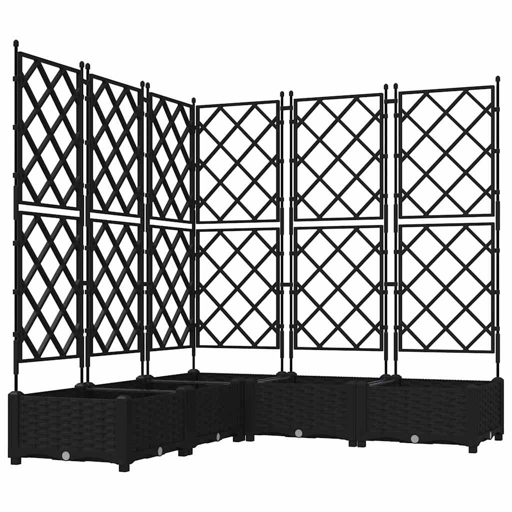 Garden Planter 5 pcs Black 120 x 120 x 125.5 cm PP