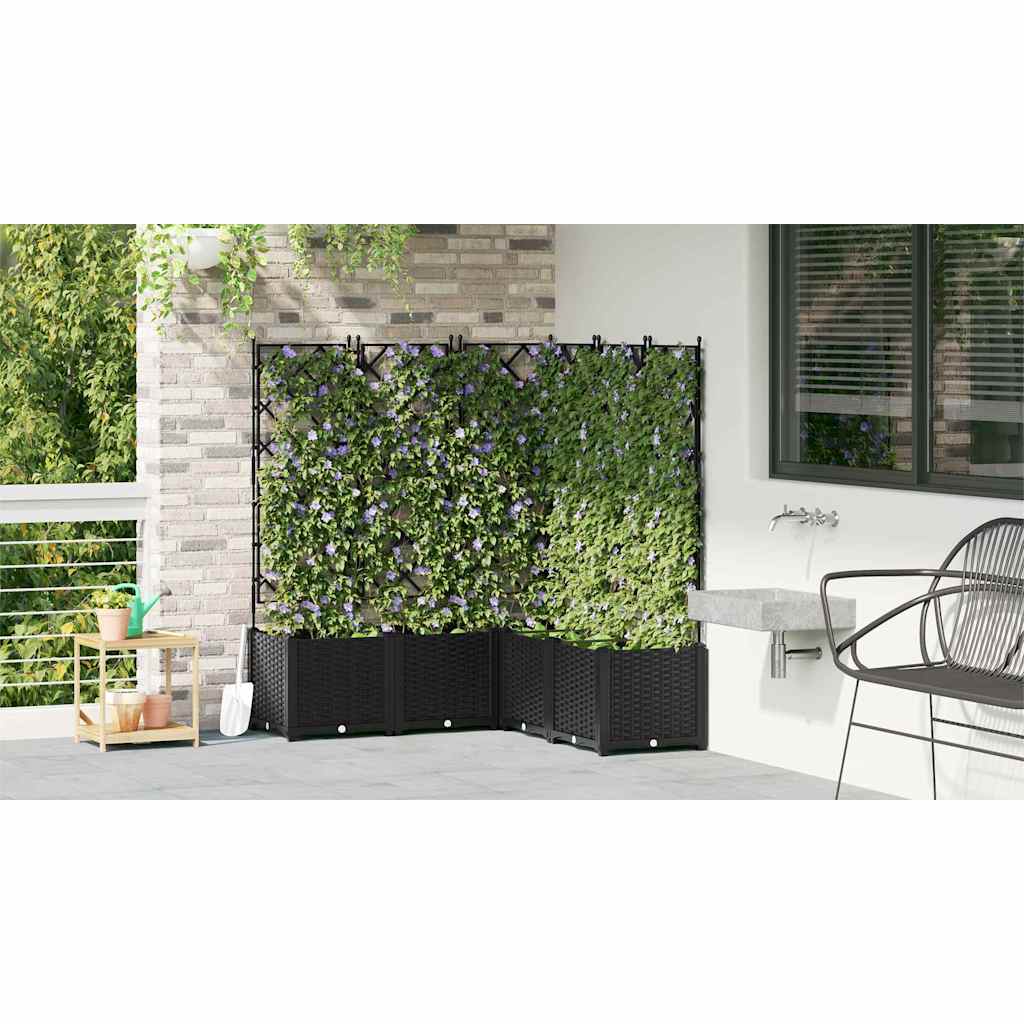 Garden Planter 5 pcs Black 120 x 120 x 143 cm PP