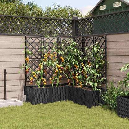 Garden Planter 5 pcs Black 120 x 120 x 143 cm PP