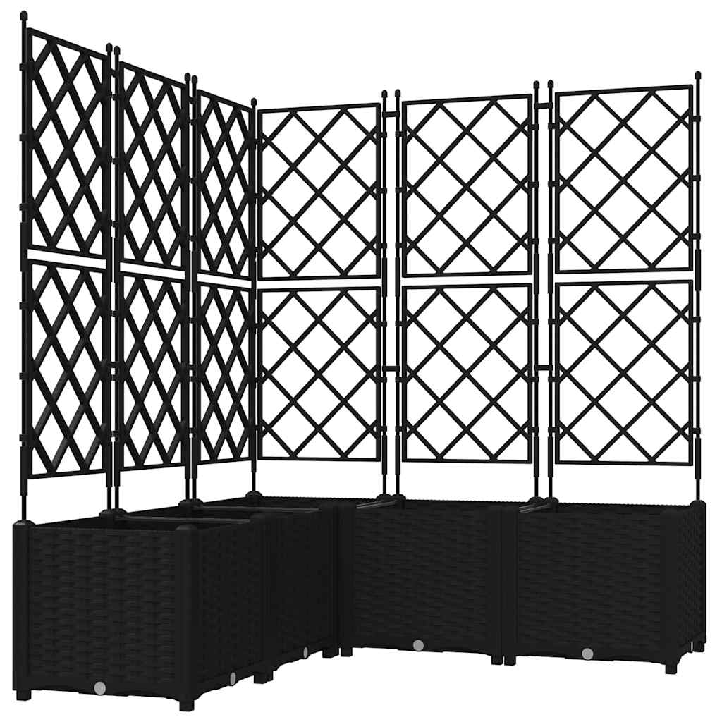 Garden Planter 5 pcs Black 120 x 120 x 143 cm PP