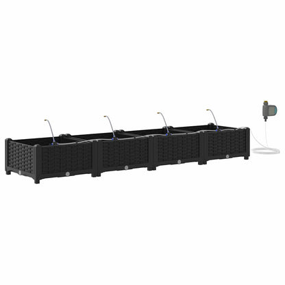Garden Planter 4 pcs Black 160 x 40 x 22 cm PP