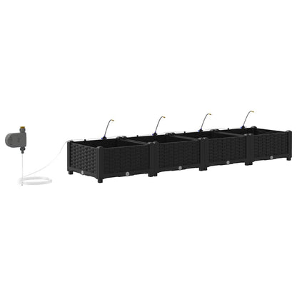 Garden Planter 4 pcs Black 160 x 40 x 22 cm PP