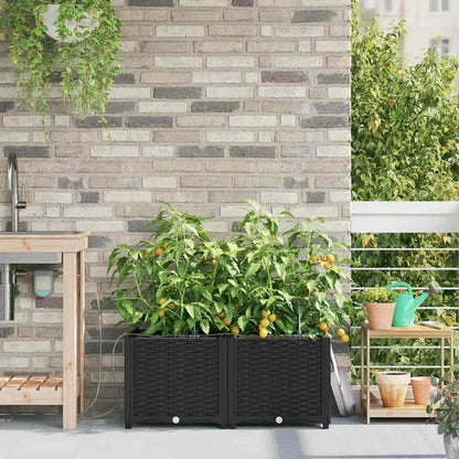 Garden Planter 2 pcs Black 80 x 40 x 37.5 cm PP