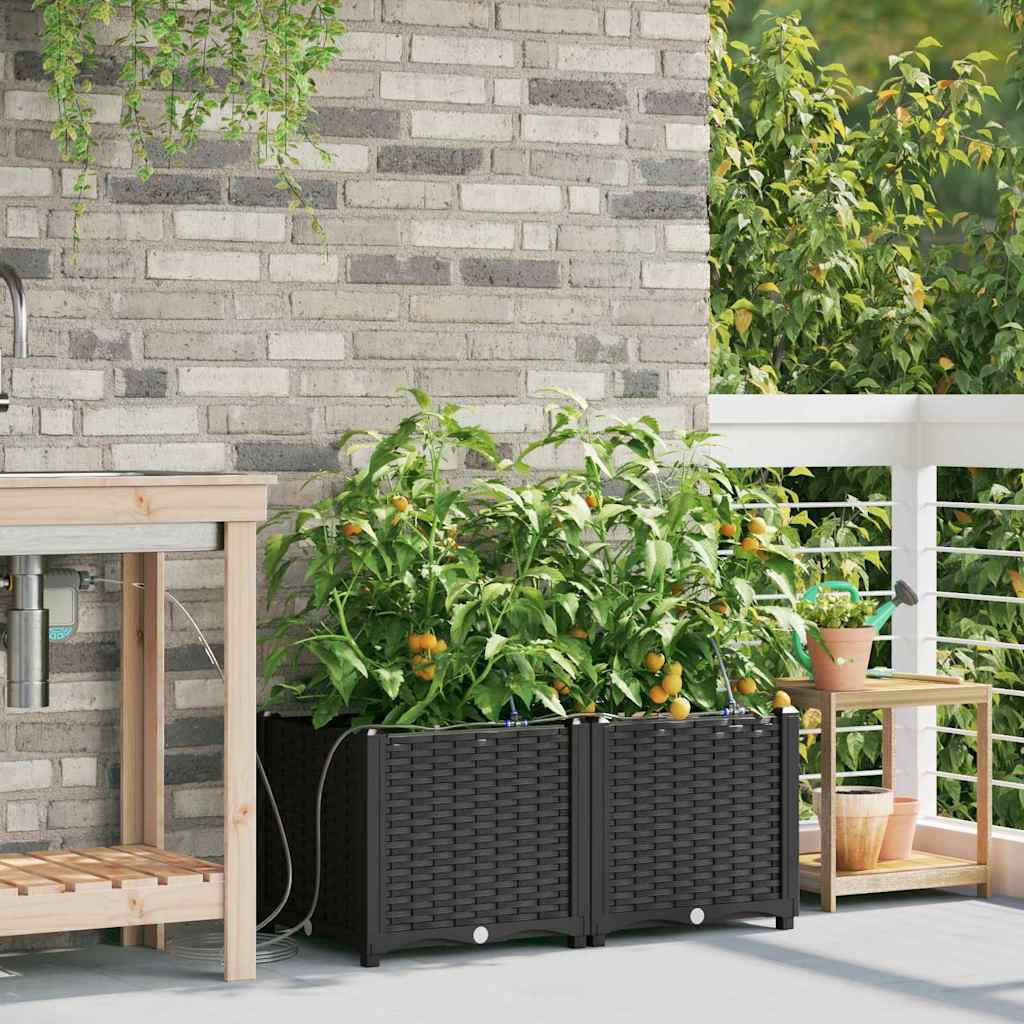 Garden Planter 2 pcs Black 80 x 40 x 37.5 cm PP