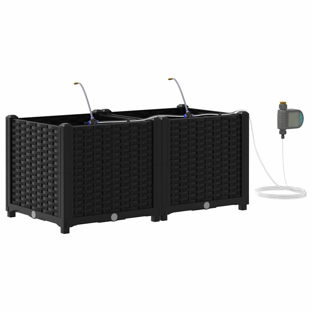 Garden Planter 2 pcs Black 80 x 40 x 37.5 cm PP