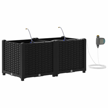 Garden Planter 2 pcs Black 80 x 40 x 37.5 cm PP