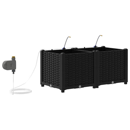 Garden Planter 2 pcs Black 80 x 40 x 37.5 cm PP