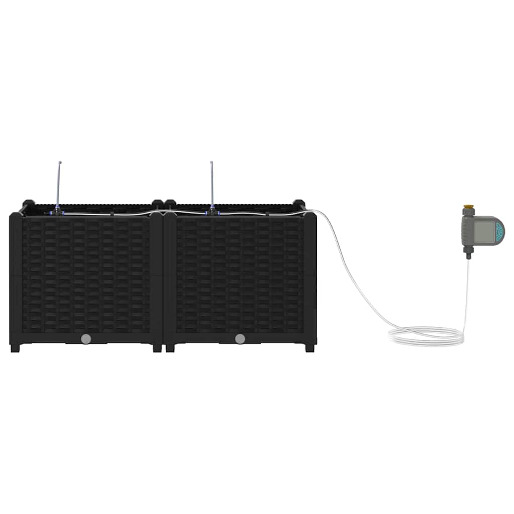Garden Planter 2 pcs Black 80 x 40 x 37.5 cm PP