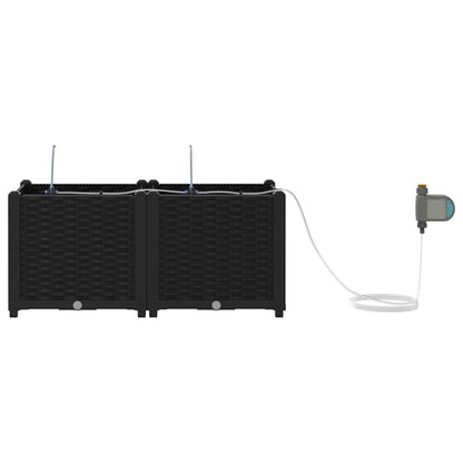 Garden Planter 2 pcs Black 80 x 40 x 37.5 cm PP