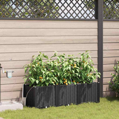 Garden Planter 3 pcs Black 120 x 40 x 37.5 cm PP