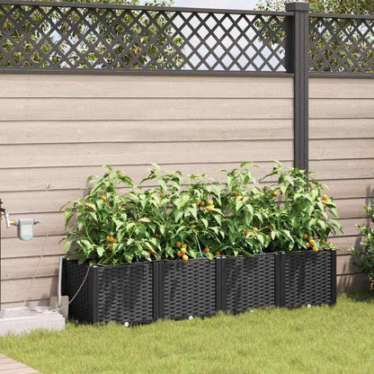 Garden Planter 4 pcs Black 160 x 40 x 37.5 cm PP