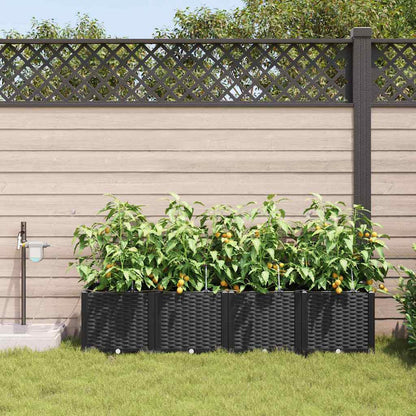 Garden Planter 4 pcs Black 160 x 40 x 37.5 cm PP