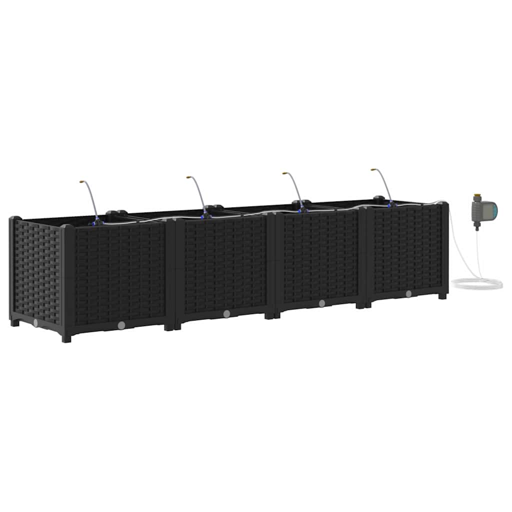 Garden Planter 4 pcs Black 160 x 40 x 37.5 cm PP