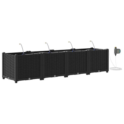 Garden Planter 4 pcs Black 160 x 40 x 37.5 cm PP