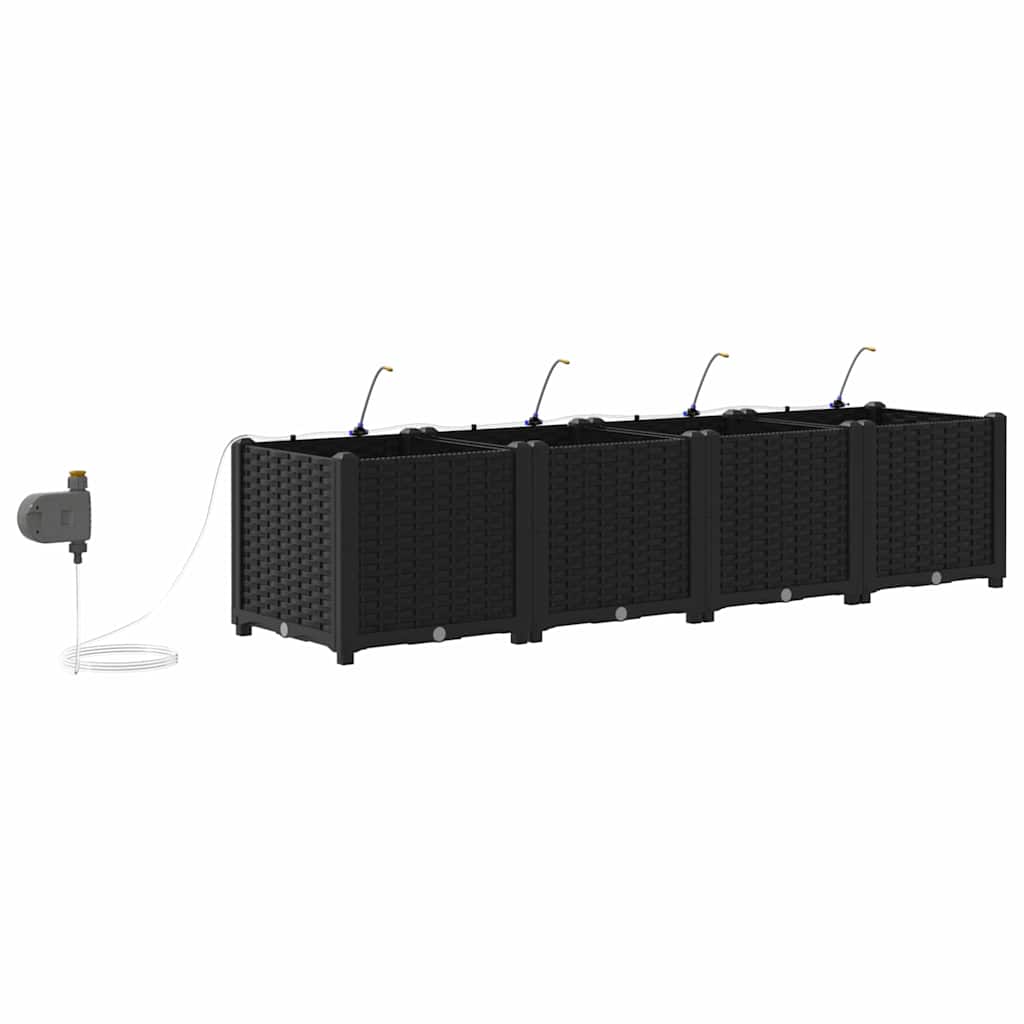 Garden Planter 4 pcs Black 160 x 40 x 37.5 cm PP