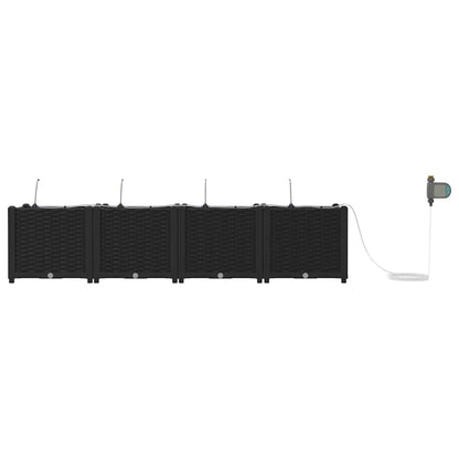 Garden Planter 4 pcs Black 160 x 40 x 37.5 cm PP