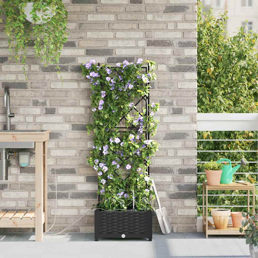 Garden Planter Black 40 x 40 x 126 cm PP