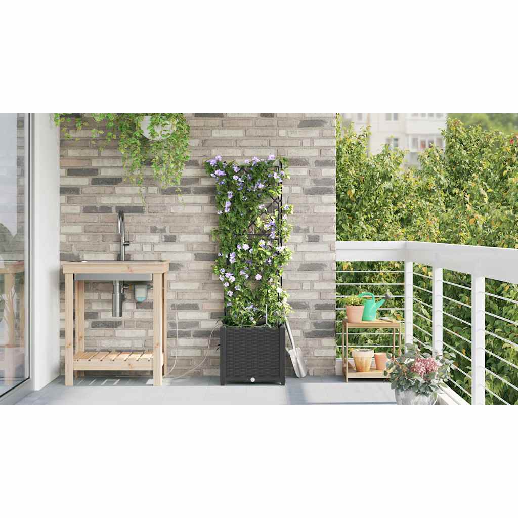 Garden Planter Black 40 x 40 x 142 cm PP