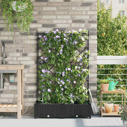 Garden Planter 2 pcs Black 80 x 40 x 126 cm PP