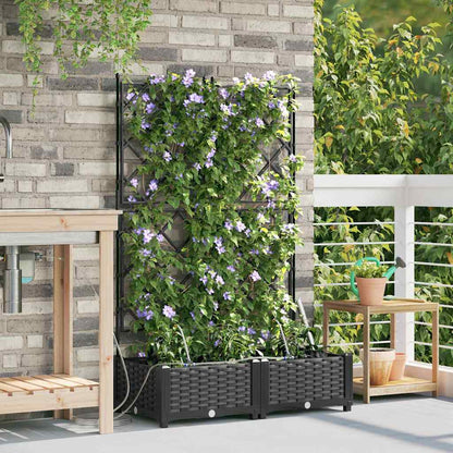 Garden Planter 2 pcs Black 80 x 40 x 126 cm PP