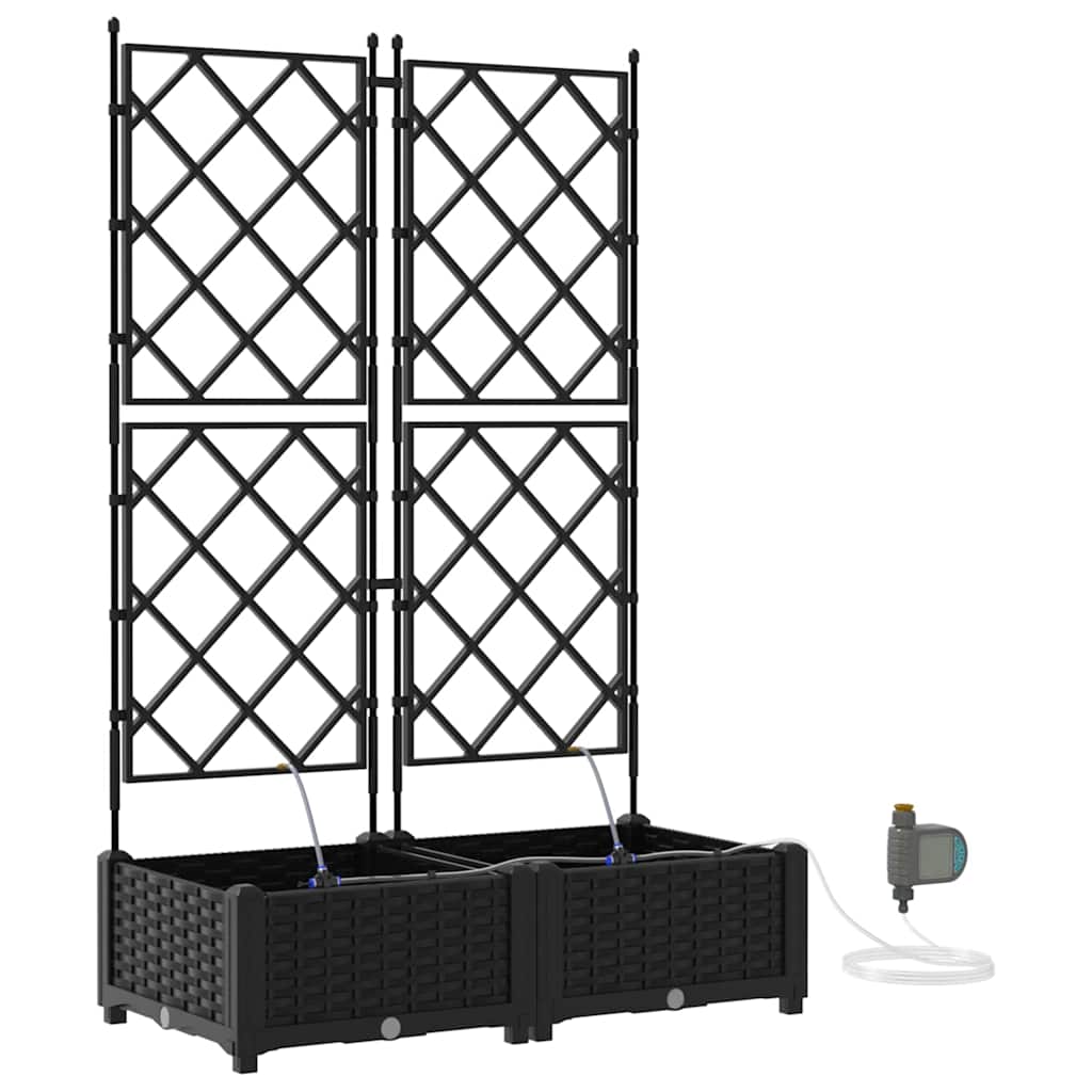 Garden Planter 2 pcs Black 80 x 40 x 126 cm PP