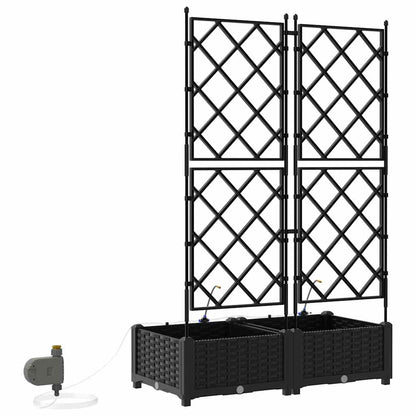 Garden Planter 2 pcs Black 80 x 40 x 126 cm PP