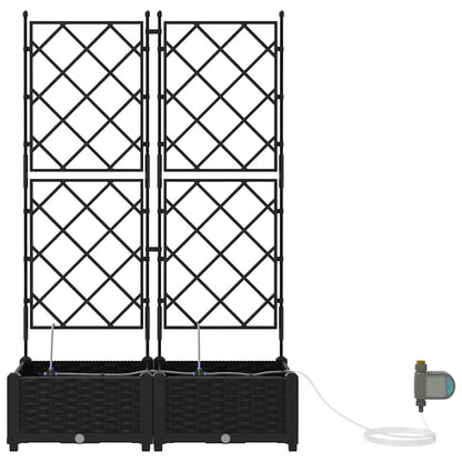 Garden Planter 2 pcs Black 80 x 40 x 126 cm PP