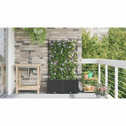 Garden Planter 2 pcs Black 80 x 40 x 142 cm PP