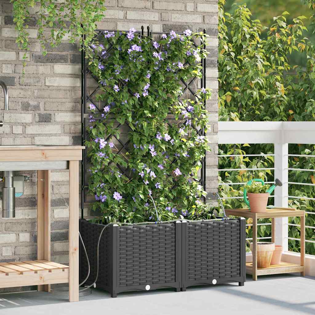 Garden Planter 2 pcs Black 80 x 40 x 142 cm PP