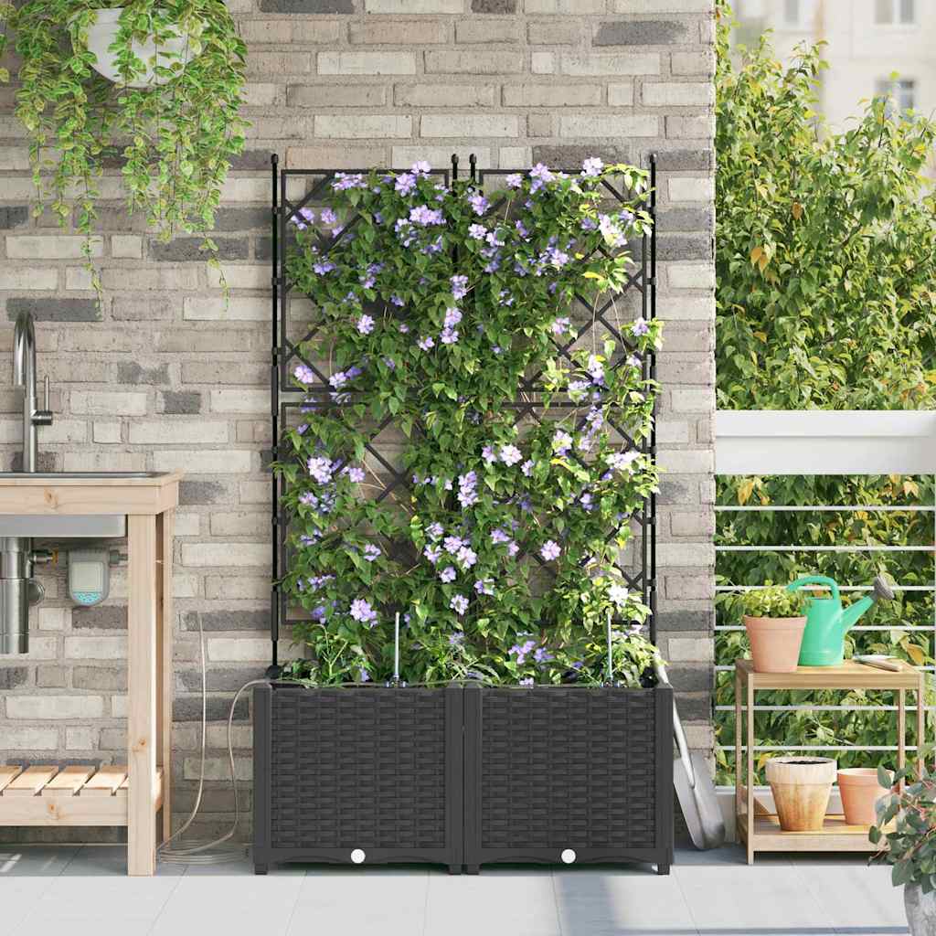Garden Planter 2 pcs Black 80 x 40 x 142 cm PP