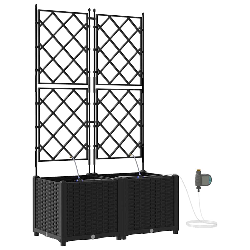 Garden Planter 2 pcs Black 80 x 40 x 142 cm PP