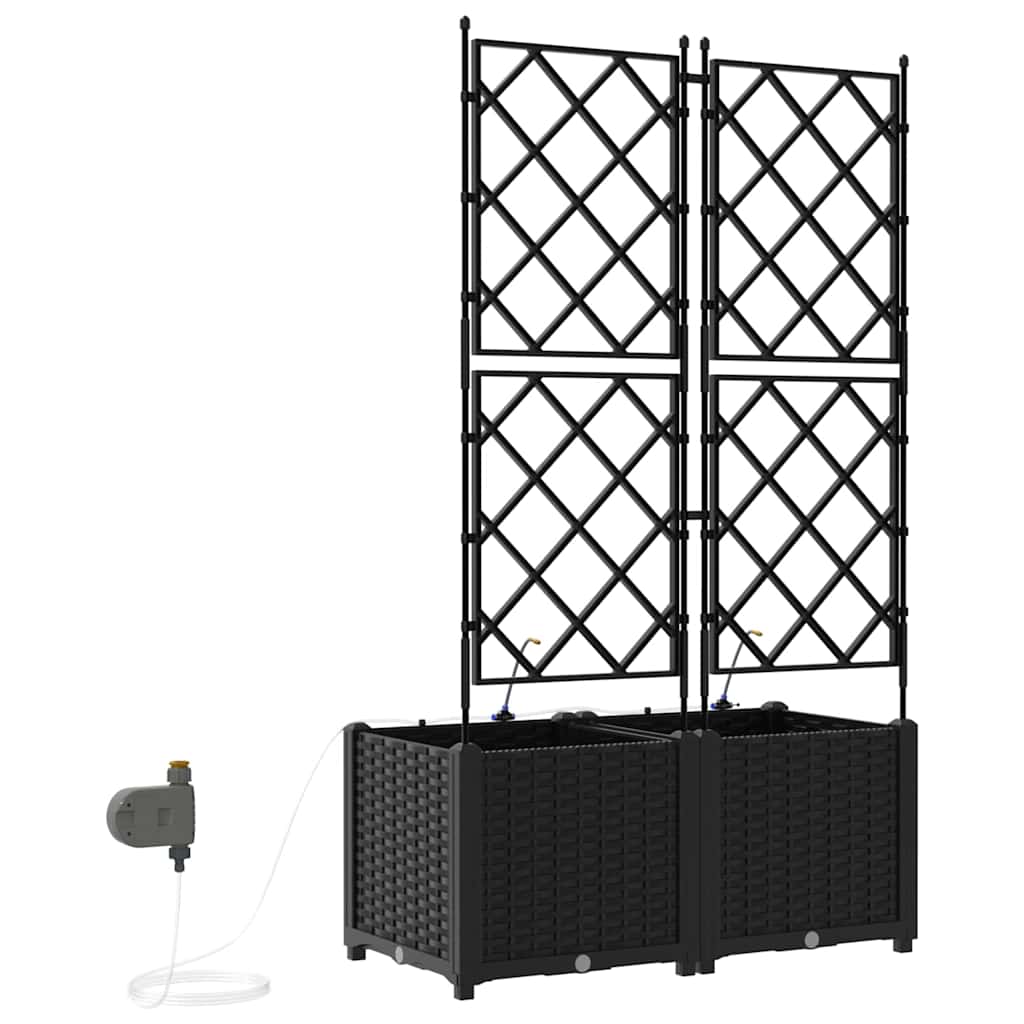 Garden Planter 2 pcs Black 80 x 40 x 142 cm PP