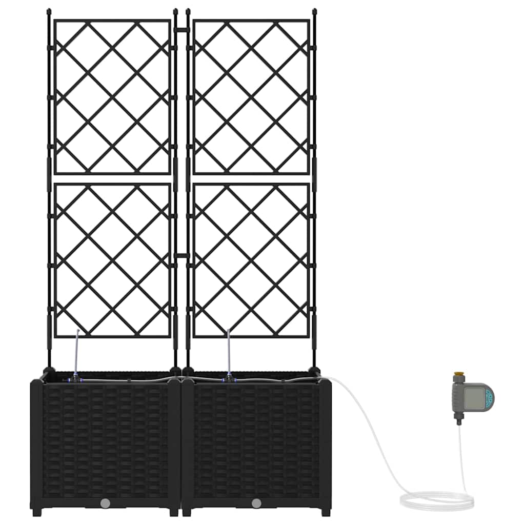 Garden Planter 2 pcs Black 80 x 40 x 142 cm PP