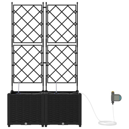 Garden Planter 2 pcs Black 80 x 40 x 142 cm PP