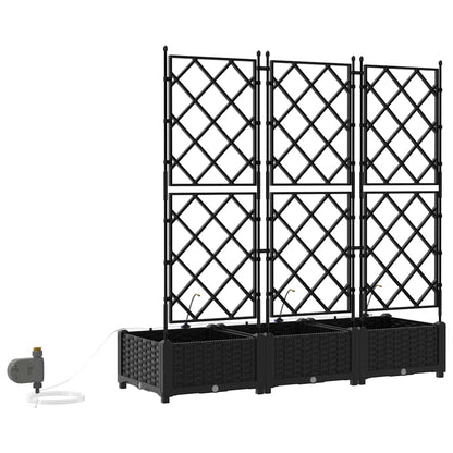 Garden Planter 3 pcs Black 120 x 40 x 126 cm PP