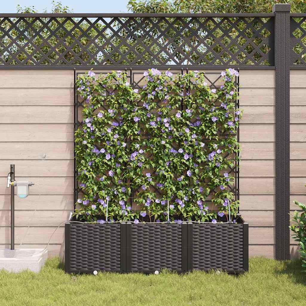 Garden Planter 3 pcs Black 120 x 40 x 142 cm PP