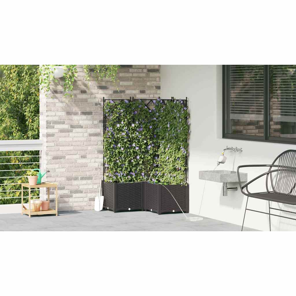 Garden Planter 3 pcs Black 80 x 80 x 142 cm PP